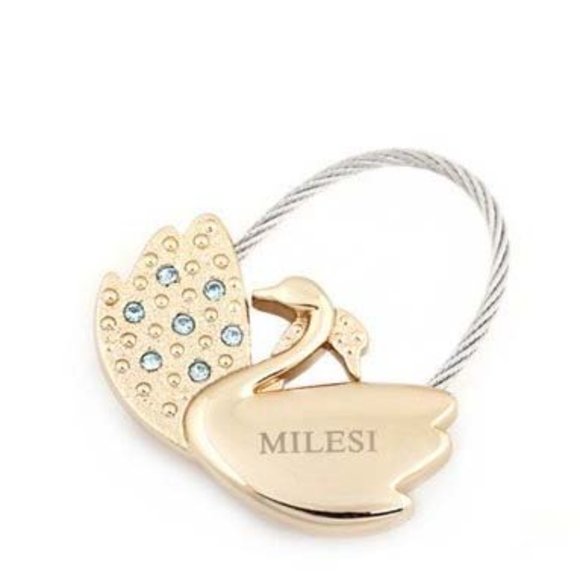3/$25 🏷️ Golden Swan Keychain Rhinestone Crystal animal Keyring for Lovers - Picture 3 of 4